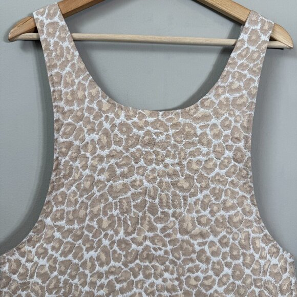 Storia Leopard Print Jacquard Overall Mini Dress Women's Large Beige Boho NWOT - Picture 10 of 10